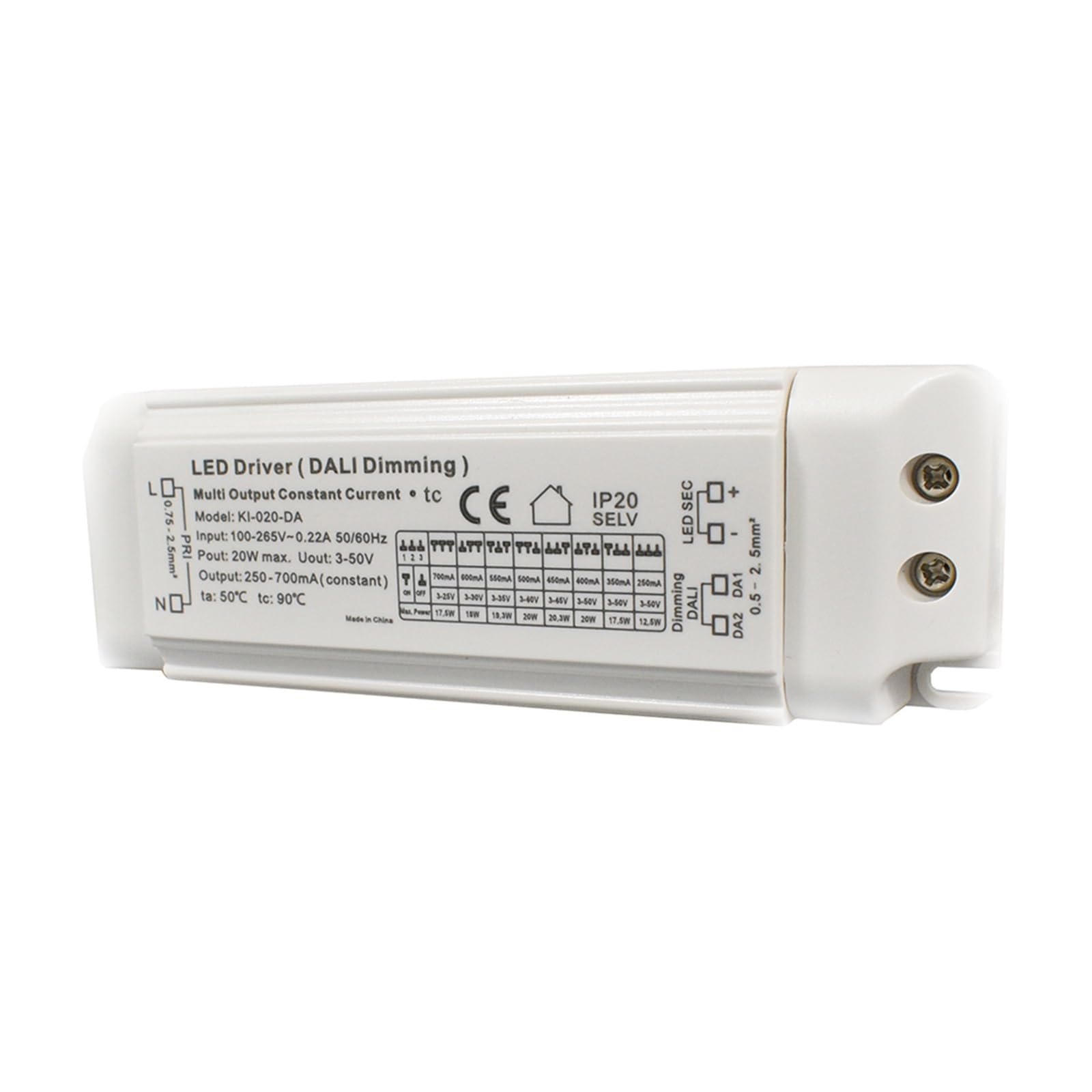 Pilote LED Dali 0-700mA à intensité variable avec plage CC 3-50V pour éclairage stable
