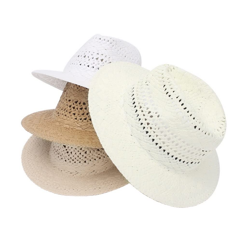 ACiyD Chapeaux de Soleil décontractés d'été pour Femmes Jazz Hat Hommes Beach Straw Panama Hat Hollow Sun Visor Caps (Color : D, Size : 56-58CM) (C 6 7/8)