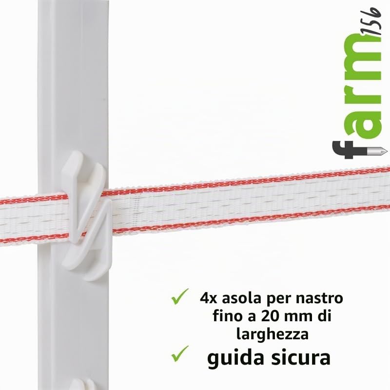 VOSS.farming 40 pz. Pali Farm 156", per recinzioni elettriche, con 11 Occhielli, Lunghezza 156 cm, Colore Bianco