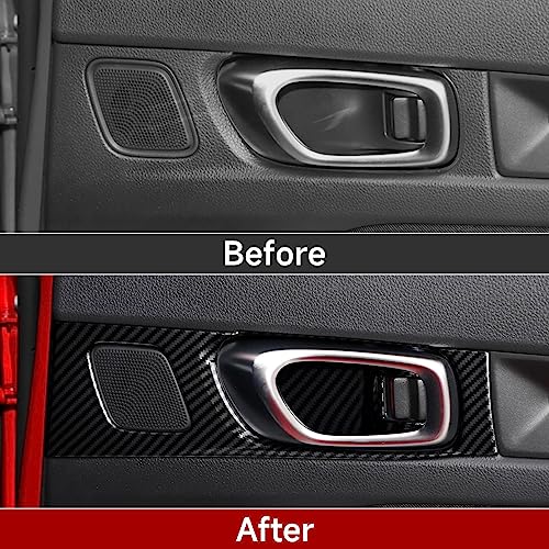 Image of Car Inner Door Handle Bowl Decals for 2022 2023 2024 2025 2026 Honda Civic 11th Gen Accessories ABS Carbon Fiber Interior Stickers