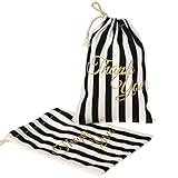 Ling's moment 10pcs Gatsby Style Wedding Party Gift Favor Bags 5x7 inch Bachelorette Party Black White Striped THANK YOU Gift Bags Hangover Kit Bags