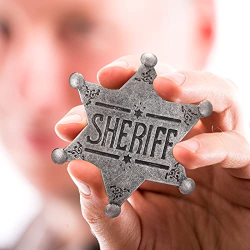 Metal Adults Sheriff Badge,Deputy Governor County Police Vest Costume Medal,Vintage Cartoon Honor Replica Stamping Stars Sheriff’s Badges Pin Brooches,West Props Kids Christmas Gifts Toy 2.5"2
