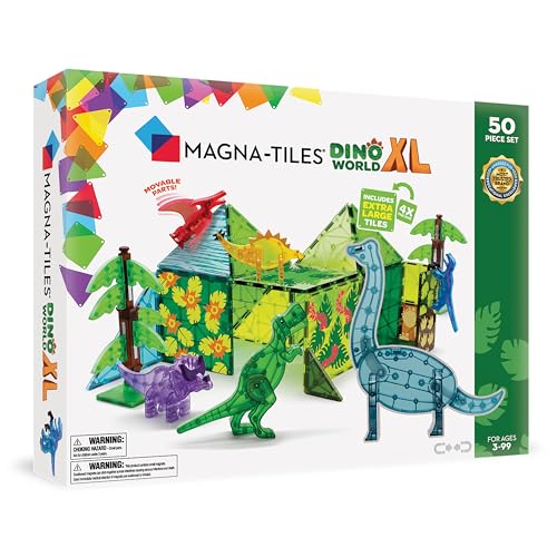 MAGNA-TILES Dino World XL 50-Piece Magnetic Construction Set The ORIGINAL Magnetic Building Brand
