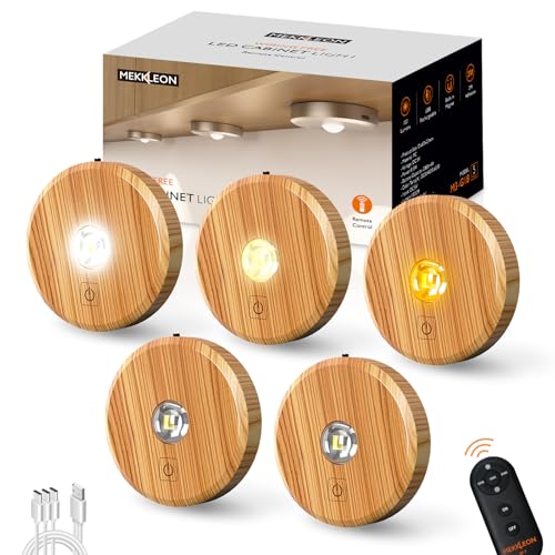 Puck Lights Cordless with Remote Control, 2200mAh Rechargeable Under Counter Lighting,3 Color...