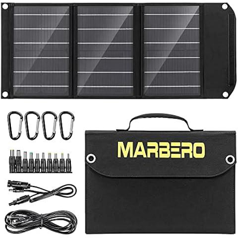 MARBERO Portable Solar Panel 30W Solar Panel Charger Foldable Solar Panel QC3.0 USB & DC Output Compatible with Cell Phones Ipad Laptop IPX4 Waterproof for Camping Trip Hiking Cover