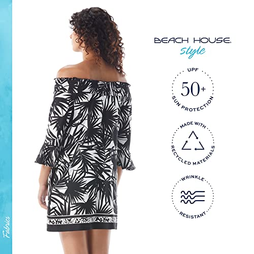 Image of BEACH HOUSE Style Kelsea UPF 50+ Jersey Smocked Off The Shoulder Dress with Pockets