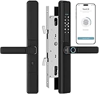 Vista 1 de Cerradura inteligente delgada para puertas correderas – entrada sin llave 6 en 1 con huella digital, código de acceso, tarjeta IC, control