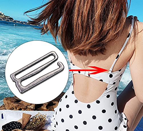 Tupalizy 40Pcs Metal Bra Strap Hooks For Sewing Bikini Halter Tops Bathing Suit Clips Clasp Swimsuit Adjustment Slides For Lingerie Slip Dress Camisole, 18Mm And 25Mm, Rose Gold And Metallic Black #TOP6