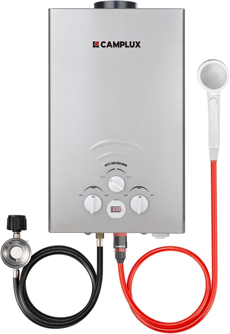 CAMPLUX Tankless Water Heater, 2.11GPM Portable Water Heater for Camping, 55,000 BTU Outdoor Propane Hot Water Heater