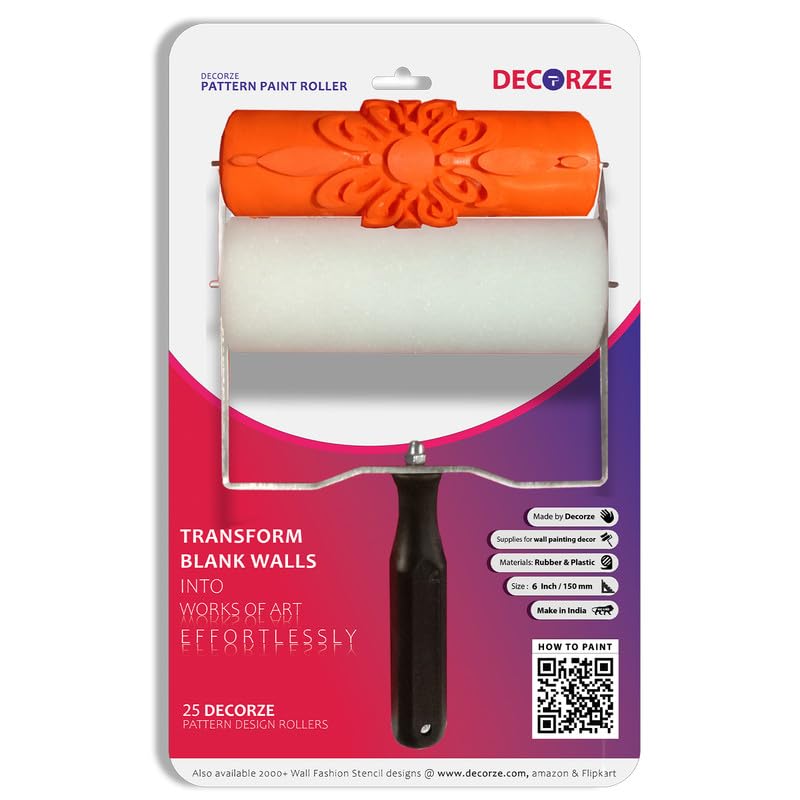 Image of Bold Daisy Pattern Paint Roller - 6-Inch Embossed Decorative Rubber Roller for Wall Art, Home Makeovers & DIY Design (DPR-10)