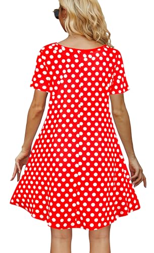 Image of Casual Summer Dresses for Women Beach Sun Dress Short Sleeve Tshirt Dress with Pockets