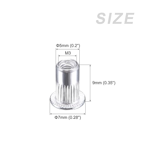 Miniatura 2 de METALLIXITY 100 tuercas de remache (M3), tuercas roscadas de aleación de aluminio, para sujetadores mecánicos de muebles, tono plateado