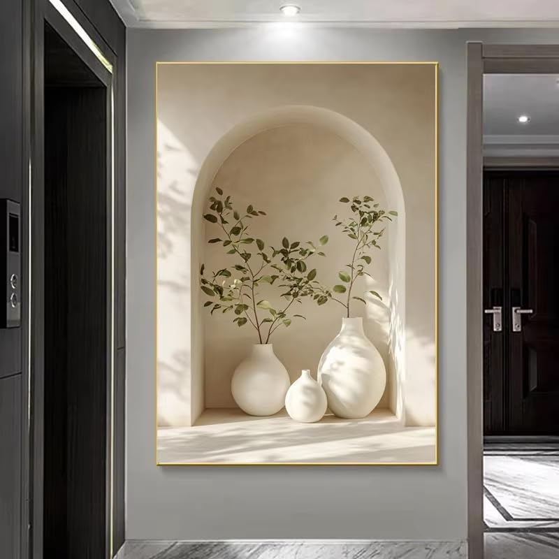 AEFOUU Lienzo grande con diseño moderno de jarrón y planta, elegante decoración de pared para sala de estar, dormitorio y hogar (80x140cm/marco interno)