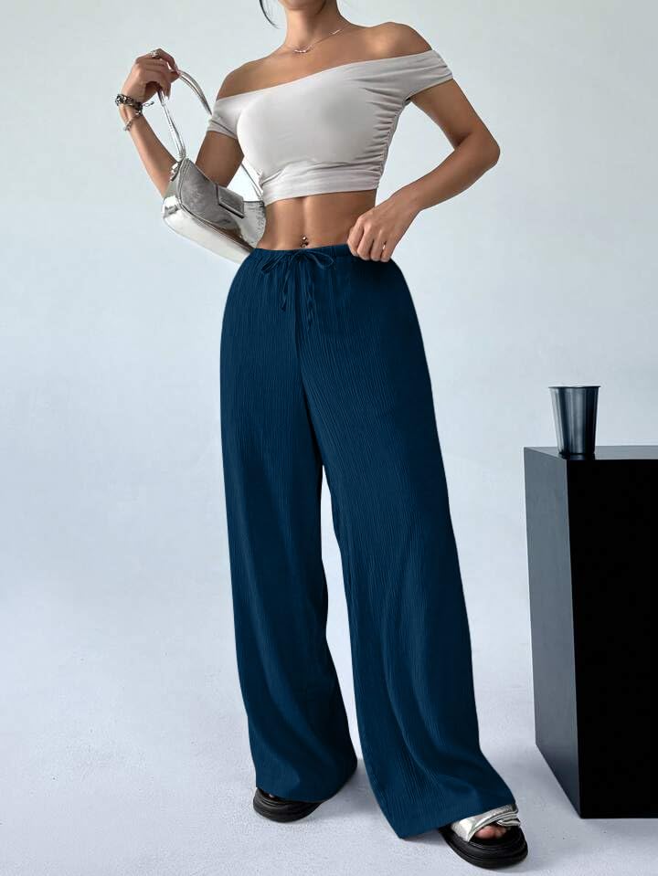 Image of GRECIILOOKS High Waist Trousers for Women - Flared Korean Style Formal Pants | Elegant Workwear for Office, College & Events (Available in Plus Size)