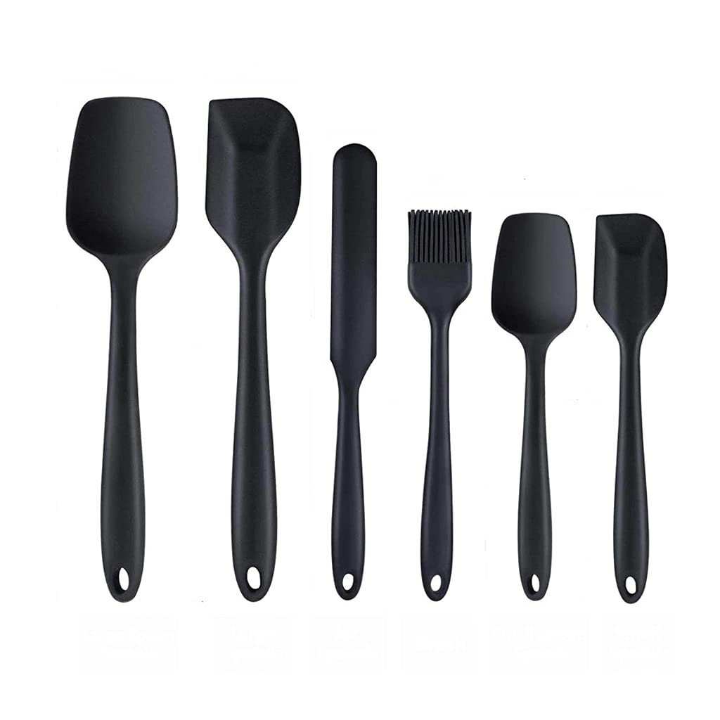 Espátula de Silicona Antiadherente para Crema, Cuchara raspadora, Cepillo de Aceite, espátulas Resistentes al Calor, Utensilios de Cocina Flexibles para Hornear (Color: Negro)
