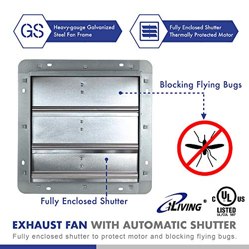 iLIVING-12-Wall-Mounted-Shutter-Exhaust-Fan-Automatic-Shutter-with-Thermostat-and-Variable-Speed-controller-06A-960-CFM-1400-SQF-Coverage-Area-Silver-ILG8SF12V-ST