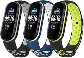 Oumi Compatible with Xiaomi Mi Band 5 Strap/Xiaomi Mi Band 6 Strap/Amazfit Band 5 Strap, 3 Pack Soft Breathable Silicone Strap Wristband WatchBand Accessories for Xiaomi Mi Band 5/6(Pack B)