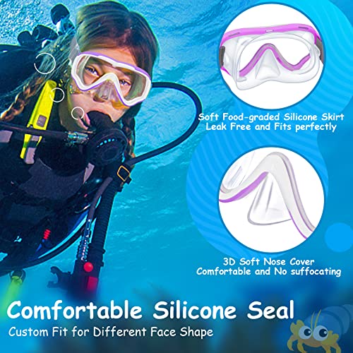 Vvinca Kids-Goggles With Nose Cover, Diving Mask Elastic Fabric Strap Anti Fog Anti Shattered Lens For Kids Swim Goggles 3-10 #TOP7