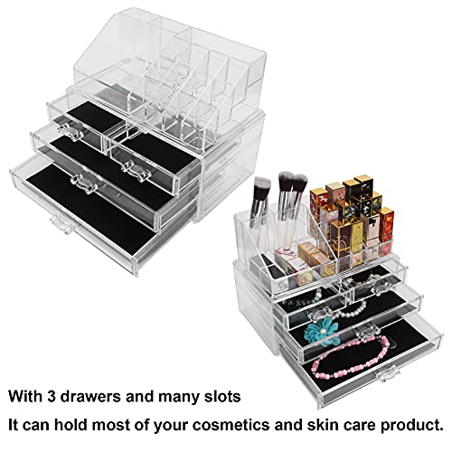 Caixa de armazenamento de cosméticos, mutifuctional transparente bonito prático seguro organizador p