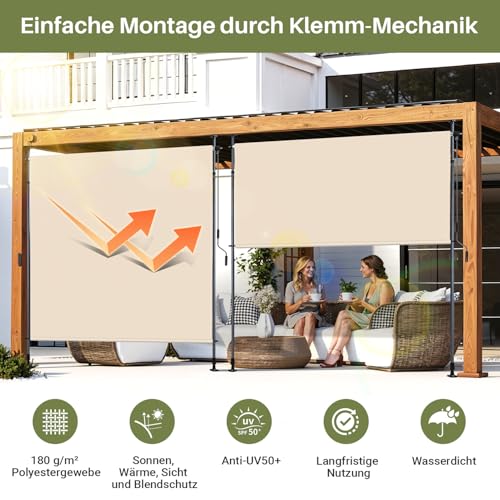 Protection contre le vent et brise-vue balcon avec store vertical de 150x305cm