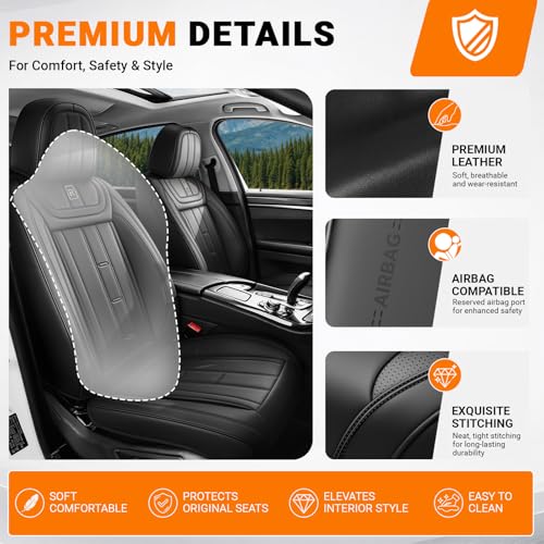 Image of Car Seat Cover for Chevrolet Trax Seat Covers 2015-2025, Nappa Leather Waterproof Seat Covers for Cars, Airbag Compatible, Automotive Car Seat Covers Full Set(5 Seats /Black)