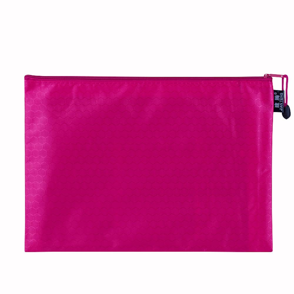 Pack of 2 Document Bags, Waterproof Zip Document Bag, File Bag, Briefcase, Storage Bag for Documents, Receipt, Paper, Office, School Trip, Cosmetics, Rose Red, B5, 28 x 20 cm — image 1