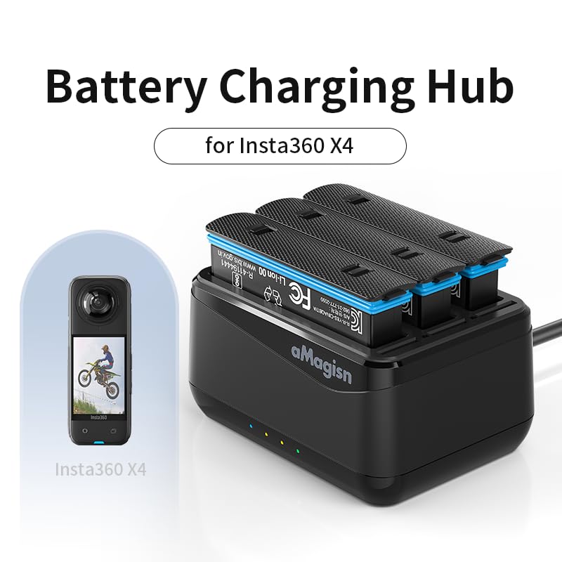 Image of Yantralay x amagisn 3 Slot Battery Charger Compatible for Insta360 X4 Camera, Charging Dock for X4 Accessories