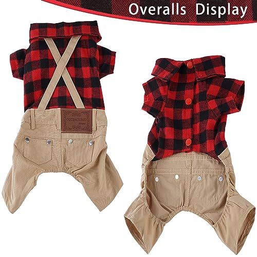 Disfraz para perro pequeño con camisa roja y pantalones caqui miniatura 2