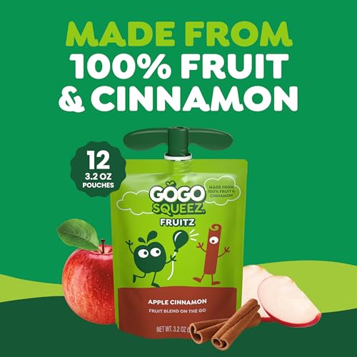 Image of GoGo squeeZ No Sugar Added Apple Cinnamon Applesauce, 3.2 oz, 12 Count