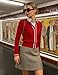Women's Red Cardigan Sweater Color Block Long Sleeve Crew Neck Knit Cardigan Trendy Cropped Cardigan Shrug, L