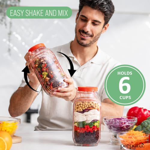 Image of Prepara Harvest Pod, Set of 2 - Dressing Capsule Included | BPA-Free Tritan, 6-Cup Capacity, Leakproof Lid & Mess-Free Dressing Capsules, Ideal for Meal Prep, Grain Bowls & Warm Dishes