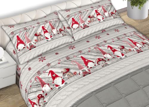 BIANCHERIAWEB Completo Lenzuola In Morbida Flanella Made Italy Disegno Elfi24 C.N 2 Piazze Elfi24