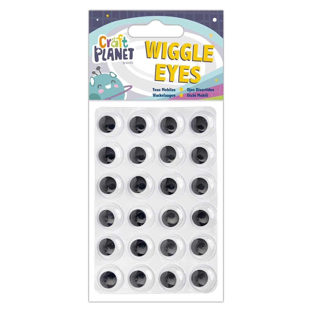Craft Planet Wiggle Eyes 24 Pieces Round Black & White 15mm, For Crafts, Art & Craft Fun, Crafting Basic Supplies, Embellishments, Eye Stickers, Home, School, Craft Accessories, Decorations