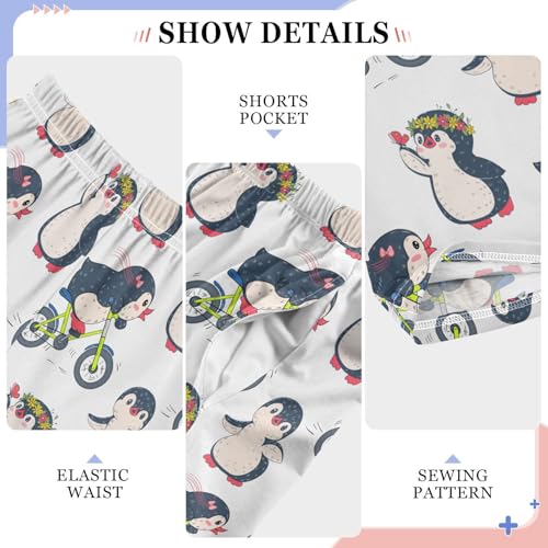 ZZXXB Penguin Bike Boys Long Pants Soft Trousers Elastic Waist Kids Lounge Bottoms with Pockets S-XL4