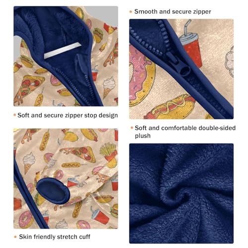 Fast Food French Fries Hamburger Donut Girls Fleece Jacket Girls Fall Jacket Girls Zip Up Hoodie Girls Sherpa Jacket 2-10T3