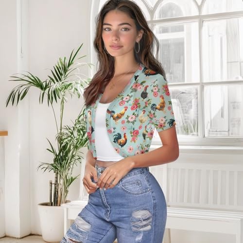 Image of Womens Short Sleeve Bolero Shrug Open Front Knit Cropped Cardigan Shoulder Cover for Dress Cute Casual Knit Cover Up