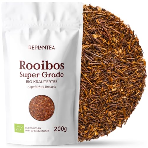 REPLANTEA BIO Rooibos Tee Lose 200g | 100% Rotbuschtee Klassisch | Koffeinfrei Magenfreundlich & Südafrikanisch | Für die Ganze Familie