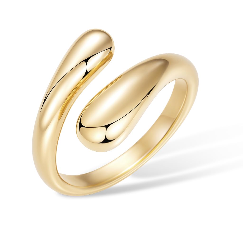 Non Tarnish Gold Chunky Rings for Women, Gold Statement Dome Rings Stacking Silver, Adjustable Mens Eternity Wedding Band Mixed Metal Jewelry Size 3-13