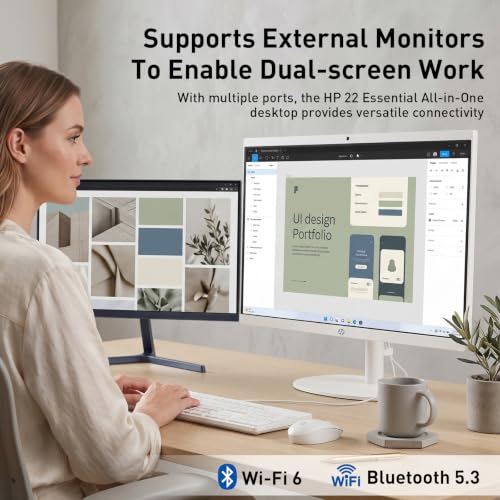 Image of HP 22 inch FHD All-in-One Desktop w /efficient 4-core Intel CPU for Home Office