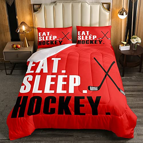 Image of Feelyou Ice Hockey Bedding Set Full Size 3Pcs for Boys Girls Women Men