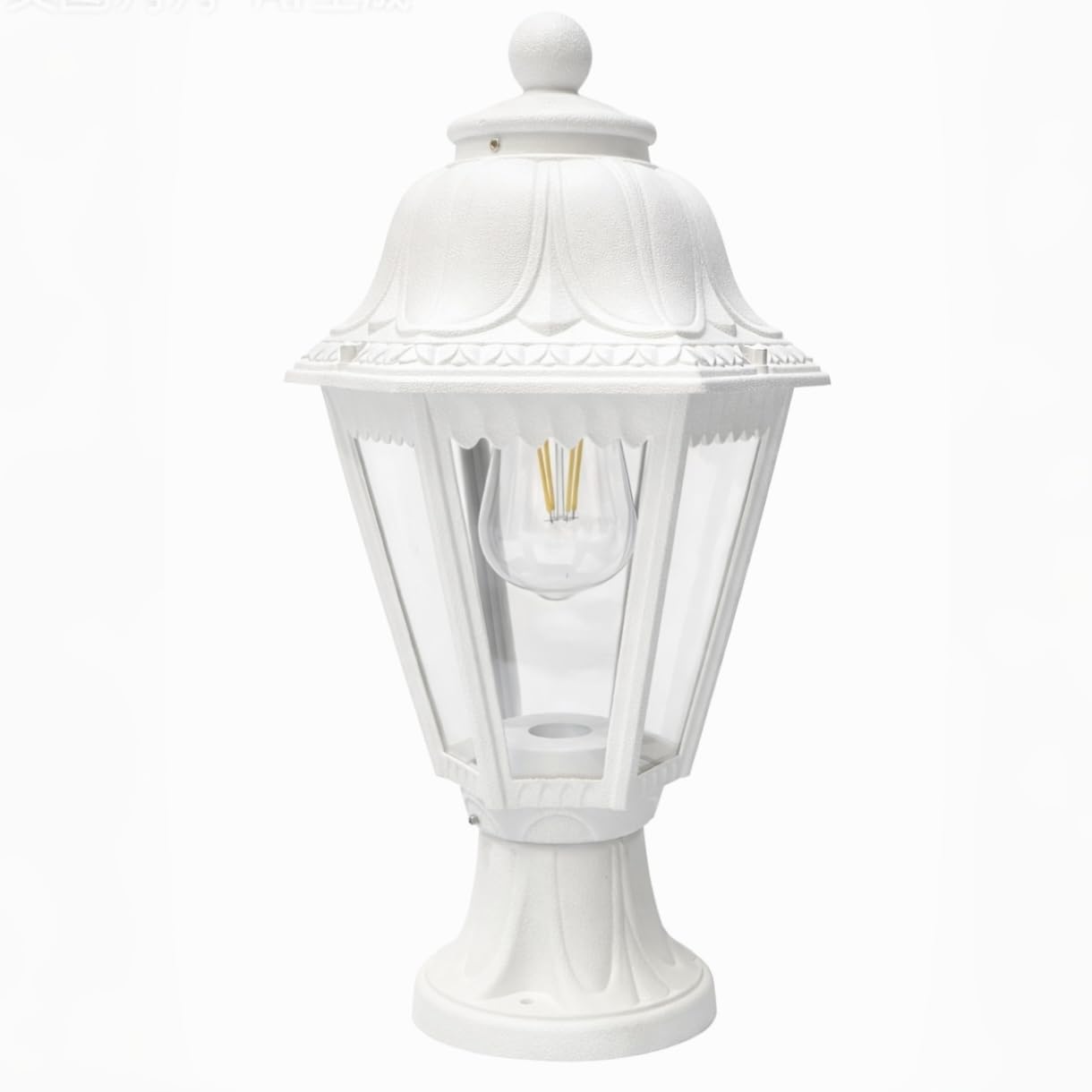 HUA QIANG WANG Outdoor Plastic Post Lights, Exterior Lamp Post Light Fixture with E27 Socket, White Waterproof Post Lantern with Clear Lampshade, Pillar Outside Lighting for Garden, Patio, Pathway