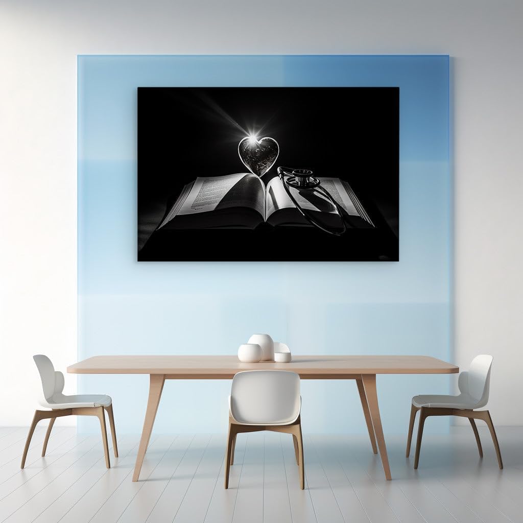 Canvas for Living room. Healing Words and Heartbeats � A Tale of Medicine and Emotion Captured in Monochrome, 27 x 18 inch Canvas Wall Art - Nature'S Tranquility - Modern Home Decor