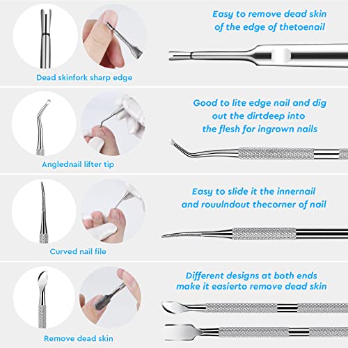 7-Pack Ingrown Toenail Tool Kit - File, Lifters, Surgical Safe Pedicure Tools for Nail Treatment & Pain Relief - Thumbnail 3