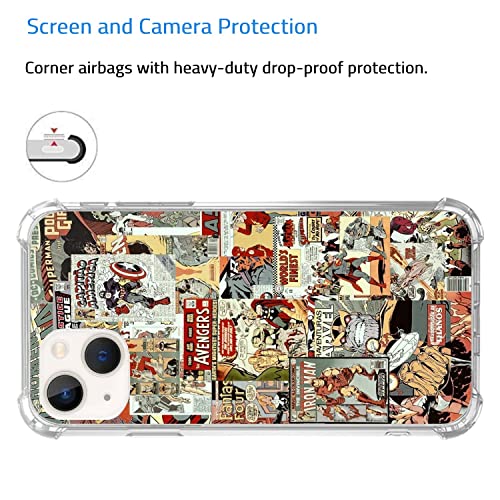 Qxydgklt Cartoon Comic Superhero Case Compatible With Iphone 13, Pop Culture Art Collage Case For Iphone 13, Trendy Cool Soft Tpu Bumper Case Cover #TOP4