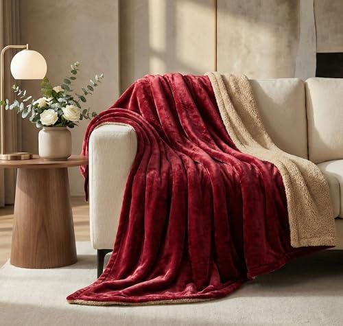 Image of VAS COLLECTIONS Premium Ultra-Soft Comforter | 350 GSM Cozy Single Bed Blanket 223x142 cm | Warm Winter Bedding for Bedroom, Soft & Plush Blanket 1100 g (Maroon & Beige)