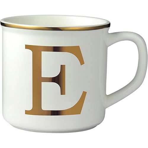 Miicol Ceramic Coffee Mug 16 oz, Monogram Coffee Cup, Golden Initial Tea Mug, Personalized Tea Cup, Unique Gift, Large Mug for Home, Office, Letter E