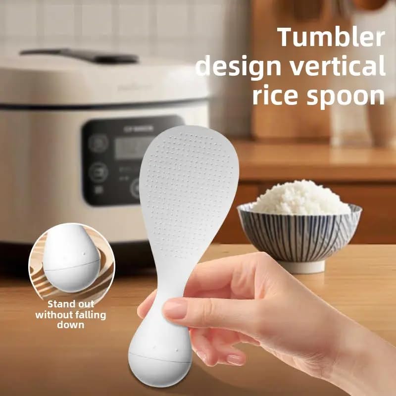 VIVITO Tumbler Standing Rice Paddle Spoon | Food Grade, Heat Resistant & Non-Stick | Anti-Slip, Upright Design | for Rice Cooker & Serving | BPA-Free, Dishwasher Safe | Multicolor | (Pack of 1) 1