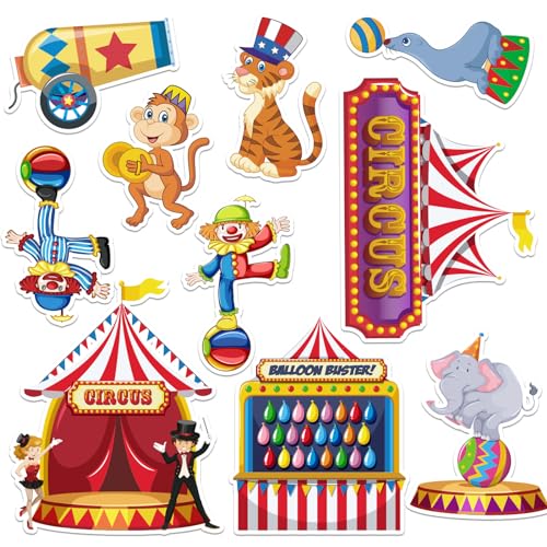 Glodecart 40PCS Carnival Circus Cutouts - Juggling Tent Cut-Outs for Circus Party Decorations, Birthday Party Supplies