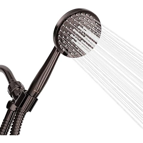 ShowerMaxx, Luxury Spa Series: Bronze Hand Held Shower Head, 5 inch 6 Spray Settings Handheld Showerhead with Extra-Long Stainless Steel Hose, Experience MAXX Comfort and Elegance (Oil Rubbed Bronze) Cover