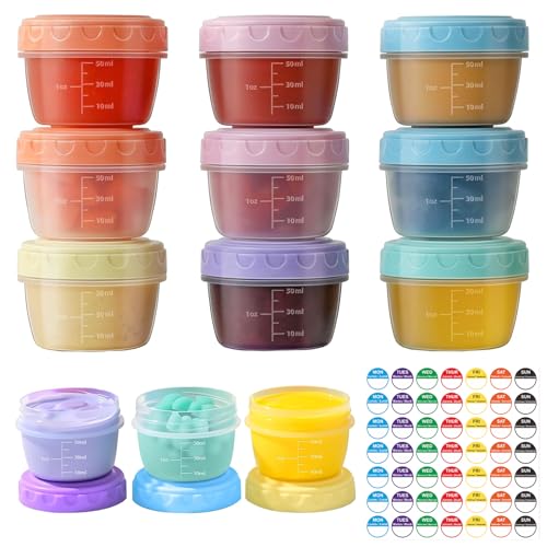 Reem Geafftar 12 Stück kleine Gefrierdosen 80ml mit Deckel Auslaufsichere Vorratsdosen BPA-frei Mini Frischhaltedosen stapelbar & wiederverwendbar Gefrierbehälter für Snacks Saucen Babynahrung